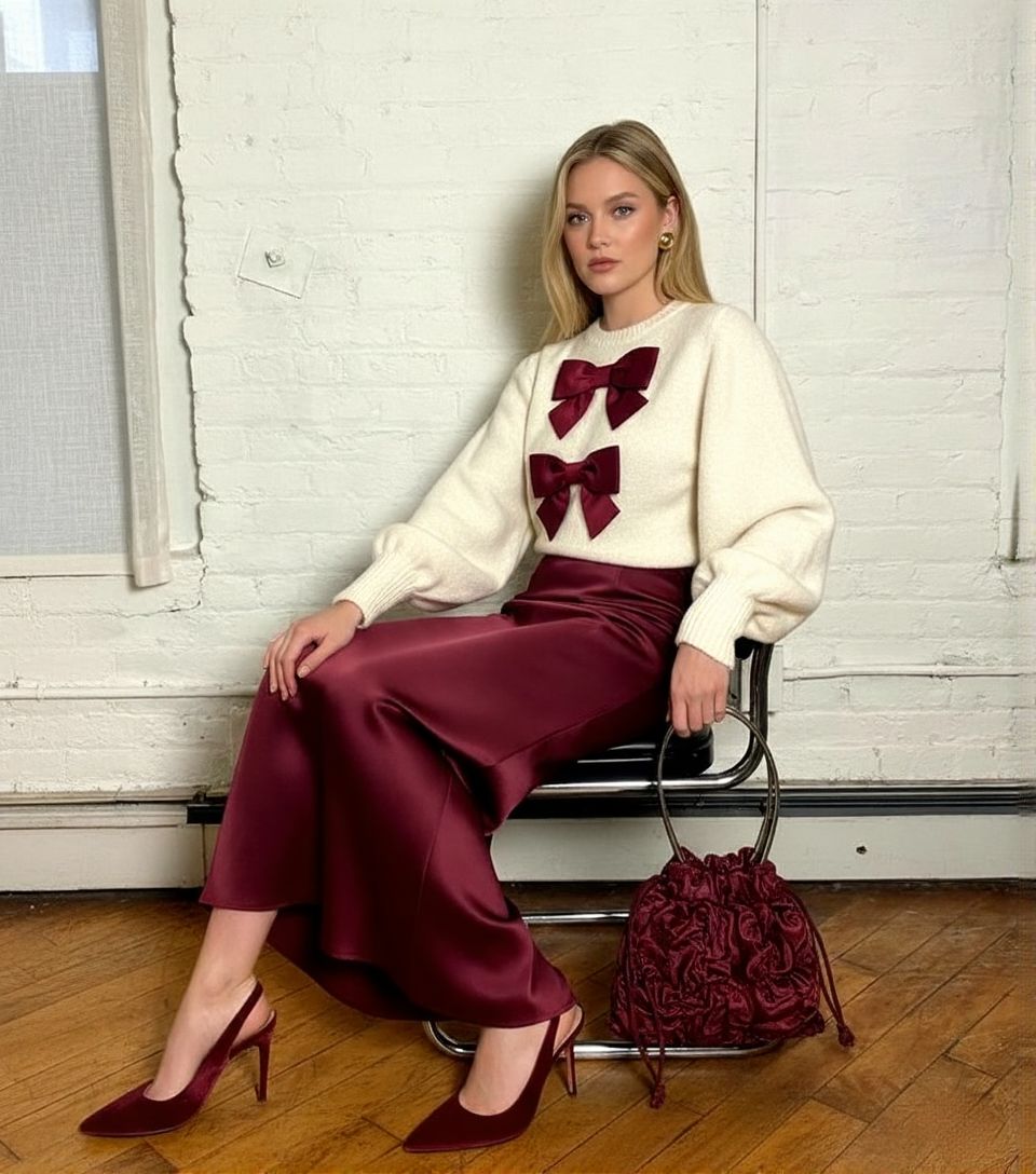 Modern Minimalist Glam outfit with chocolate satin slip dress