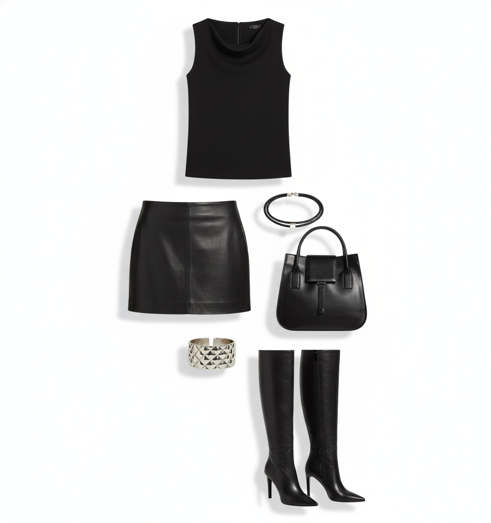 The black-leather power play outfit